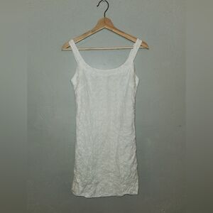 White Cotton Embroidered Sleeveless Dress